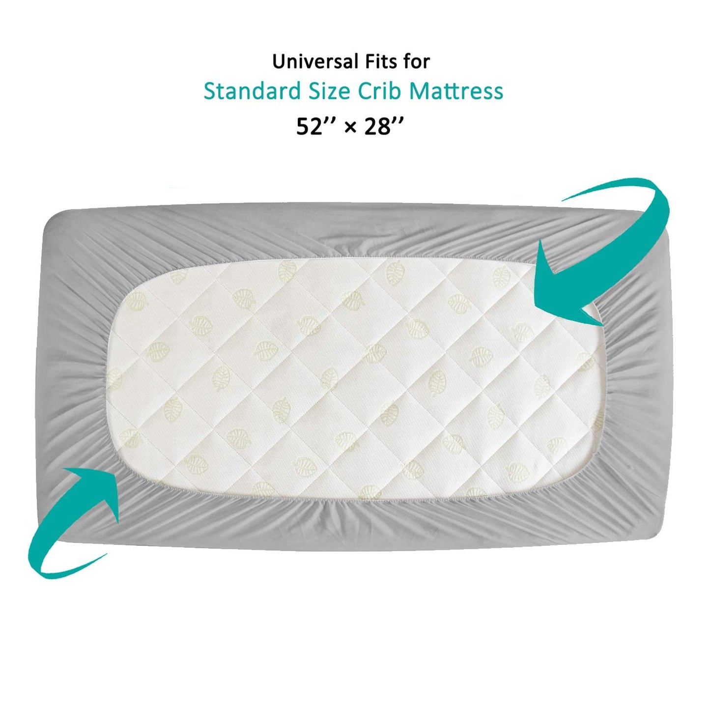 Waterproof Crib Mattress Protector Pad Cover, Crib Mattress Protector Sheets Fitted, Viscose Terry Surface, Ultra Soft and Skin-Friendly, Washer & Dryer Friendly, Grey