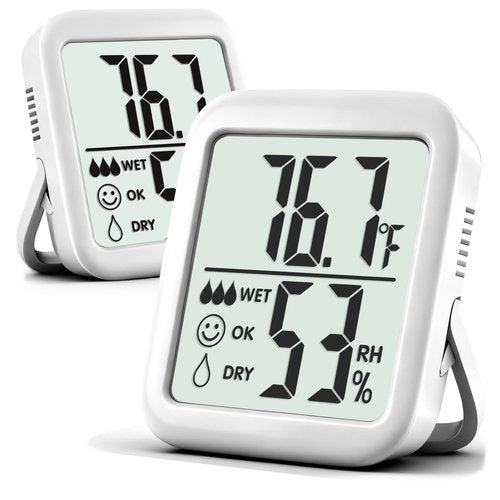 Antonki 2 Pack Room Thermometer for Home, Hygrometer Indoor Humidity Meter Gauge, Digital Temperature and Humidity Monitor Sensor for House, Terrarium, Incubator, Greenhouse - Battery Included