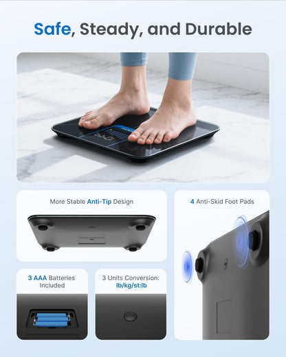 RENPHO Weight Scale for Body Weight, High-Accurate Digital Bathroom Scale with 7-Day Weight Trend, Large LED Display, Sleek Weighing Scale with Sturdy and Durable Base, 11.02", 400lbs
