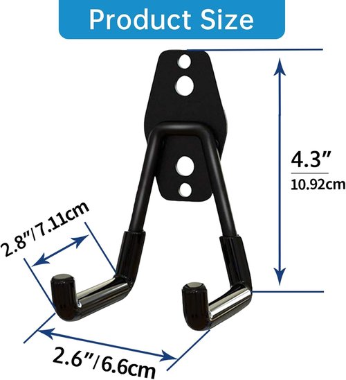 GeeWatom Garage Storage Hooks - Durable Steel Wall Mount Tool Organizer | 4 Pack - Black U Hooks