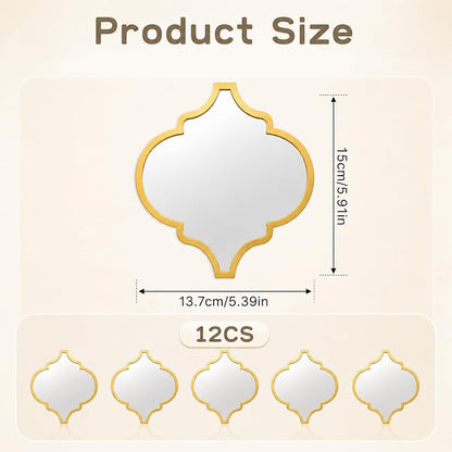 12-Piece Acrylic Mirror Tile Set for Wall Decor - Self-Adhesive Gold Diamonds