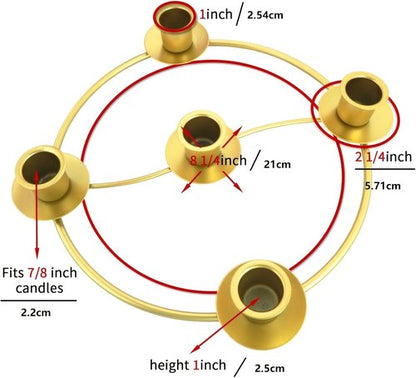 Gold Advent Candle Holder - Elegant 5-Wreath Design for Christmas Home & Church Decor