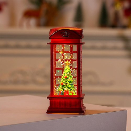 Lighted Christmas Snow Globe Water Lantern - Swirling Glitter Decoration for Home & Party | Battery Operated