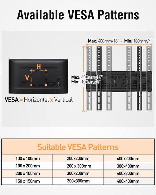 EconoMe TV Wall Mount for Most 26-65 inch tvs, Full Motion TV Mount Swivel and Tilt, Wall Mount Bracket Max VESA 400x400mm, Holds up to 99 lbs, Fits 12” 16" Wood Studs.