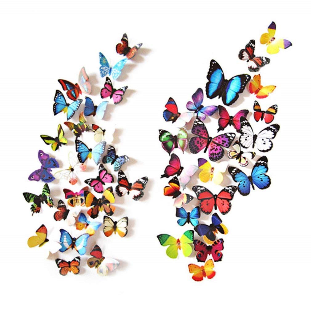 Skiennix 80 PCS Butterfly Wall Decals - 3D Home Decor Stickers for Stunning Room Transformation