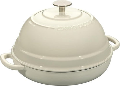 EDGING CASTING Enameled Cast Iron Dutch Oven - 6 Quart Round Pot for Perfect Sourdough Baking | White