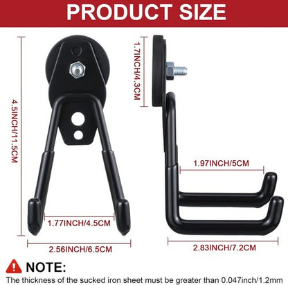 Landhoow Heavy-Duty Magnetic Hooks - 6 Pcs Strong Storage Utility Hangers with Anti-Slip Rubber Coating | Black