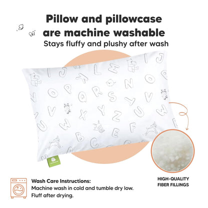 My Little Dreamy Toddler Pillow - Organic Cotton Travel Bed Pillow with Case | Soft & Breathable, 13x18 Inches for Ages 2-5