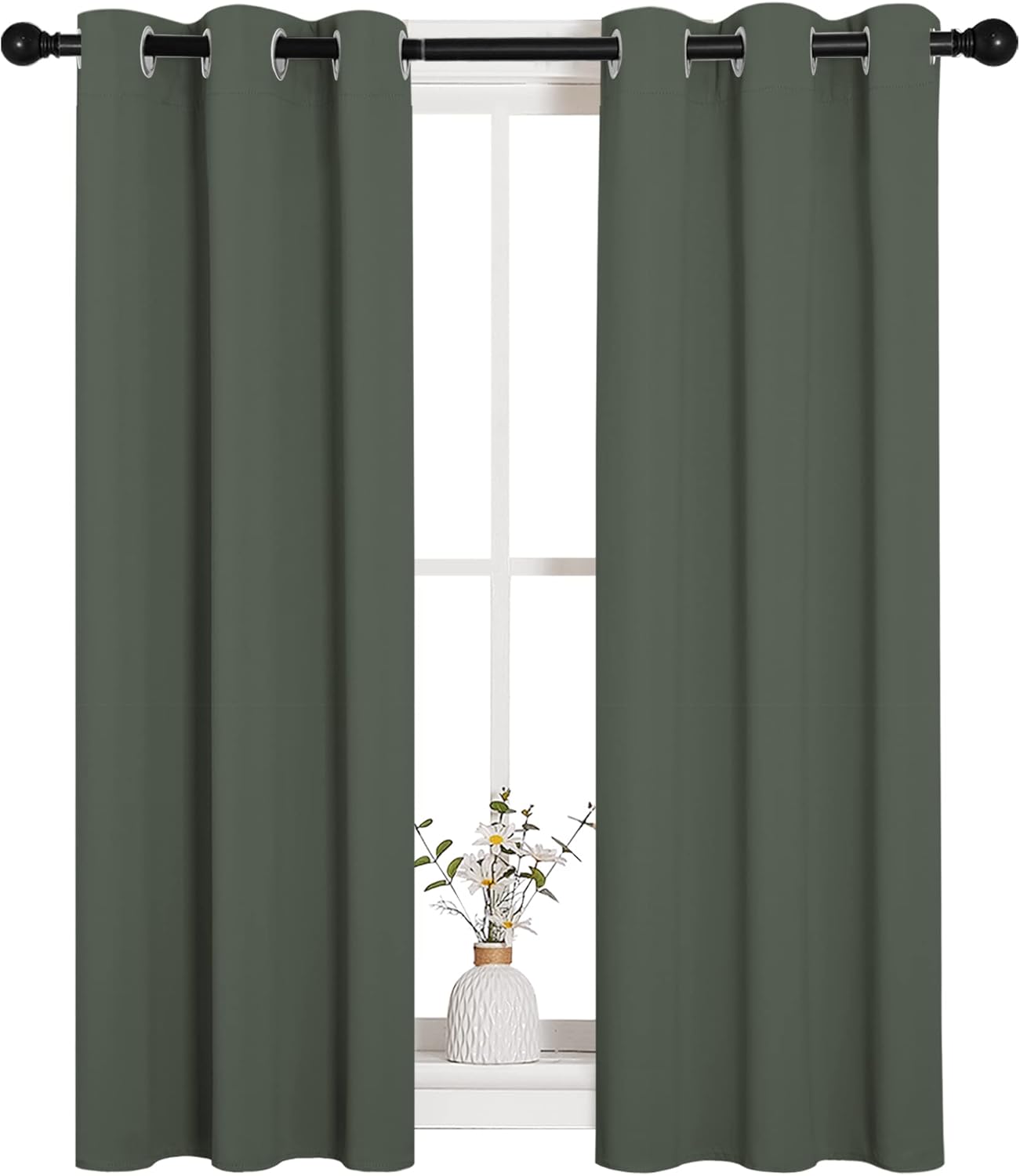 NICETOWN Blackout Curtain Panels - Dark Mallard Thermal Insulated Drapes | 29 x 40 Inches, 1 Pair for Small Windows