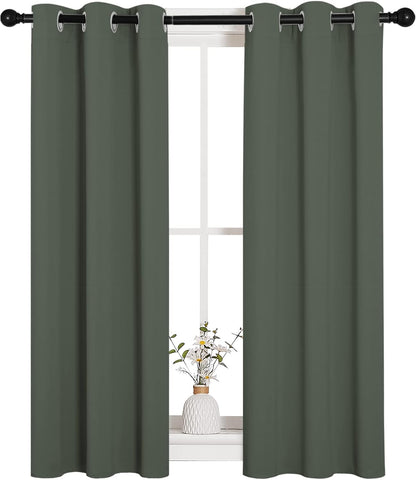 NICETOWN Blackout Curtain Panels - Dark Mallard Thermal Insulated Drapes | 29 x 40 Inches, 1 Pair for Small Windows