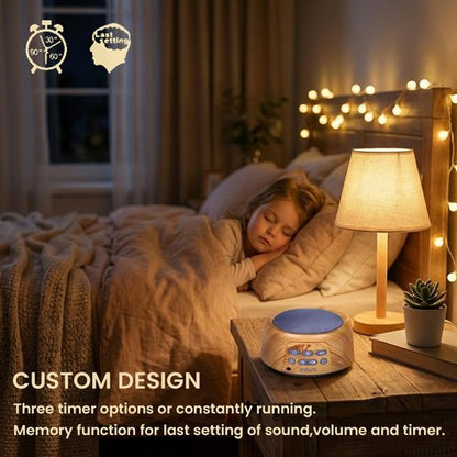 Douni Sleep Sound Machine - White Noise Device with 27 Soothing Sounds | Timer Settings for Relaxation & Sleep, Wood Grain Finish