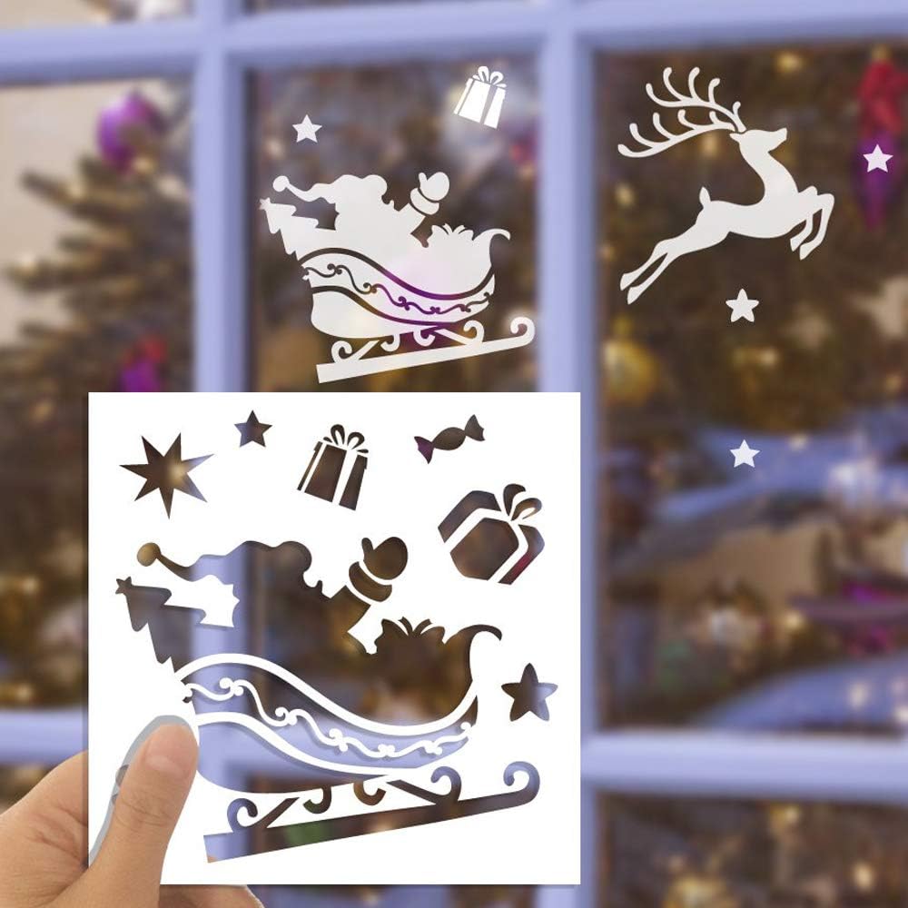 Skiennix Christmas Stencils - Reusable Plastic Craft Templates for Holiday DIY Decor | 5x5 Inch