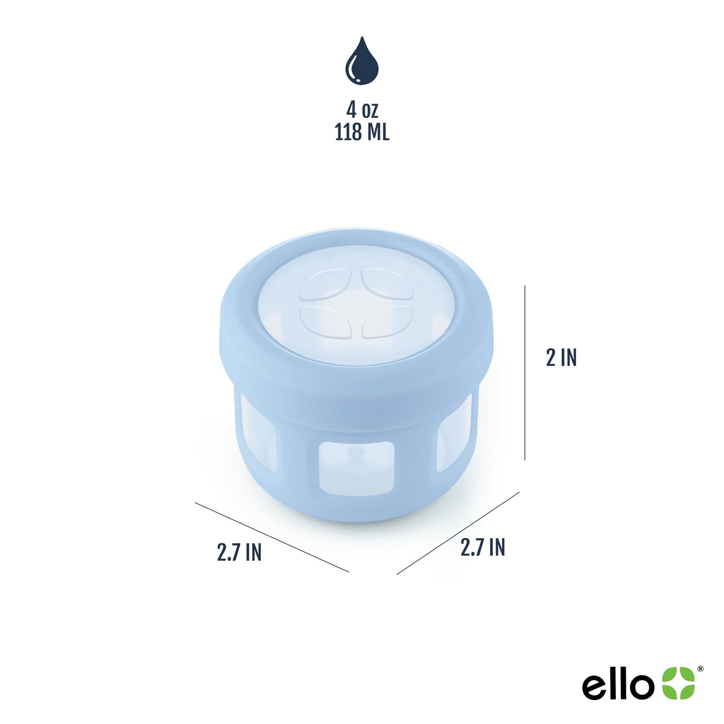 Ello Reusable Condiment Containers 4oz each with Screw-on Leak Proof Lid 6 Pack | Perfect for Salad Dressing Sauce Dips Lunchbox Picnic Travel Bento Box | BPA-Free | Dishwasher Safe | Sunny Daze