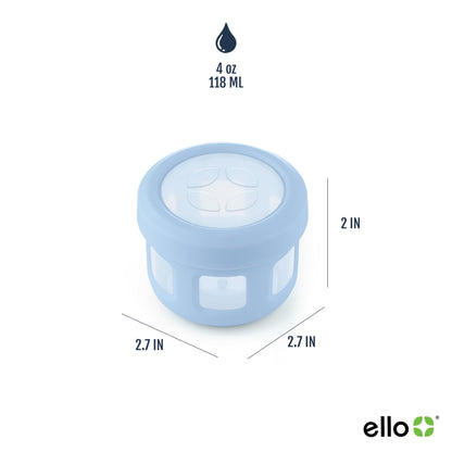 Ello Reusable Condiment Containers 4oz each with Screw-on Leak Proof Lid 6 Pack | Perfect for Salad Dressing Sauce Dips Lunchbox Picnic Travel Bento Box | BPA-Free | Dishwasher Safe | Sunny Daze