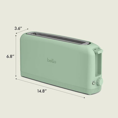 Bella 2 Slice Slim Toaster - 6 Setting Shade Control, Fits Sourdough, Anti-Jam & Auto Shutoff, Seaglass