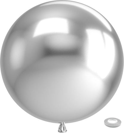 Bezente Metallic Silver Giant Balloons - 36 Inch Jumbo Chrome Silver Latex Balloons for Parties | 8 Pack