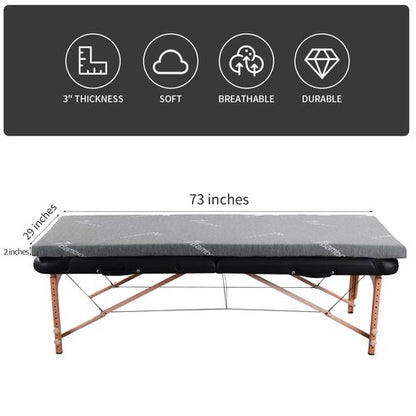 HOMBYS Memory Foam Massage Bed Mattress Topper with Cooling Rayon Derived from Bamboo Cover, Massage Table Mattress Topper with Elastic Bands, Non-Slip Lash Bed Cushion Only (Bed Not Included)