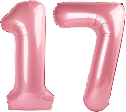 Skiennix 40-Inch Pastel Pink Number 17 Balloon - Perfect for 17th Birthday & Anniversary Celebrations
