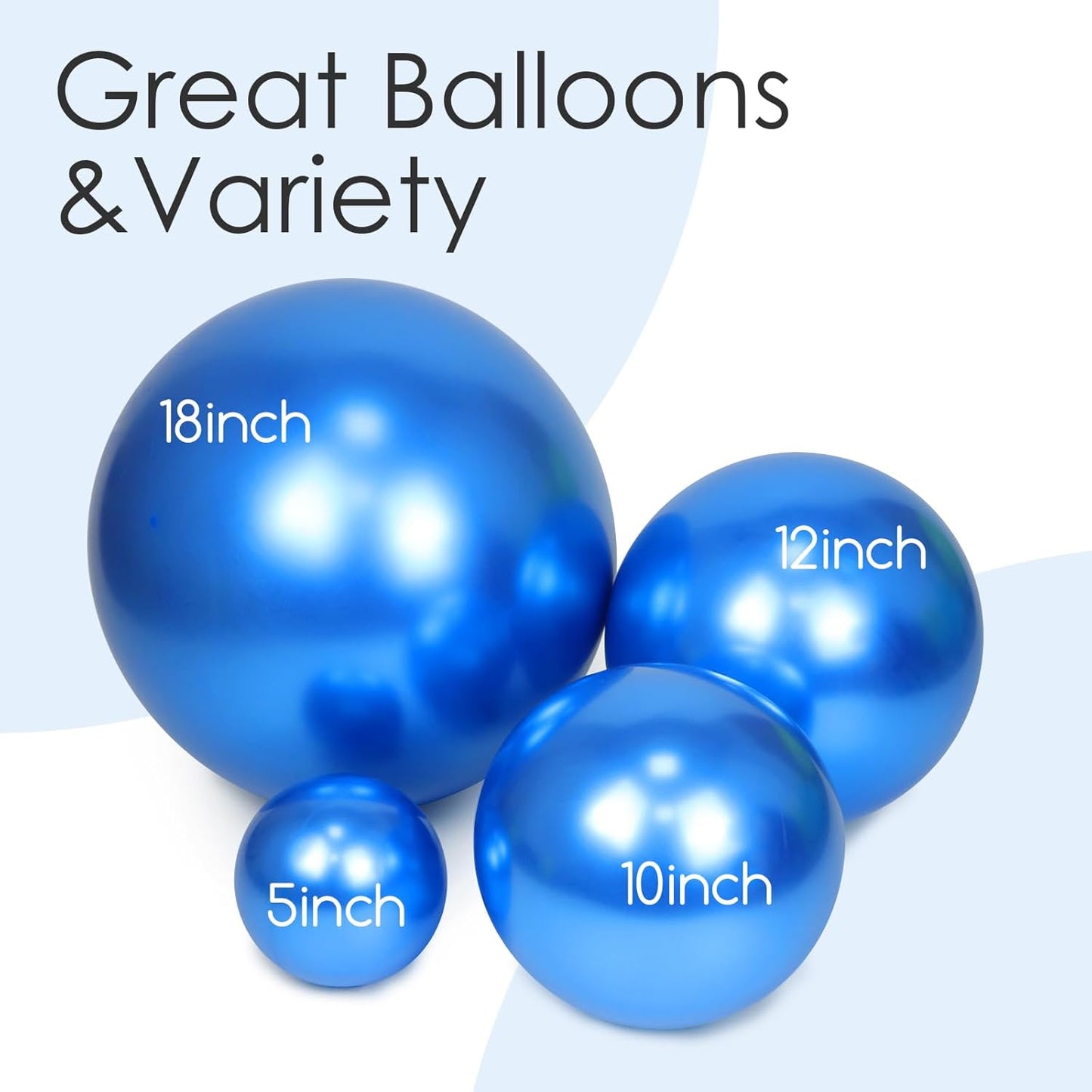 Skiennix Metallic Blue Balloons - 120-Piece Set for Graduation, Baby Shower & Birthday Decor | Various Sizes