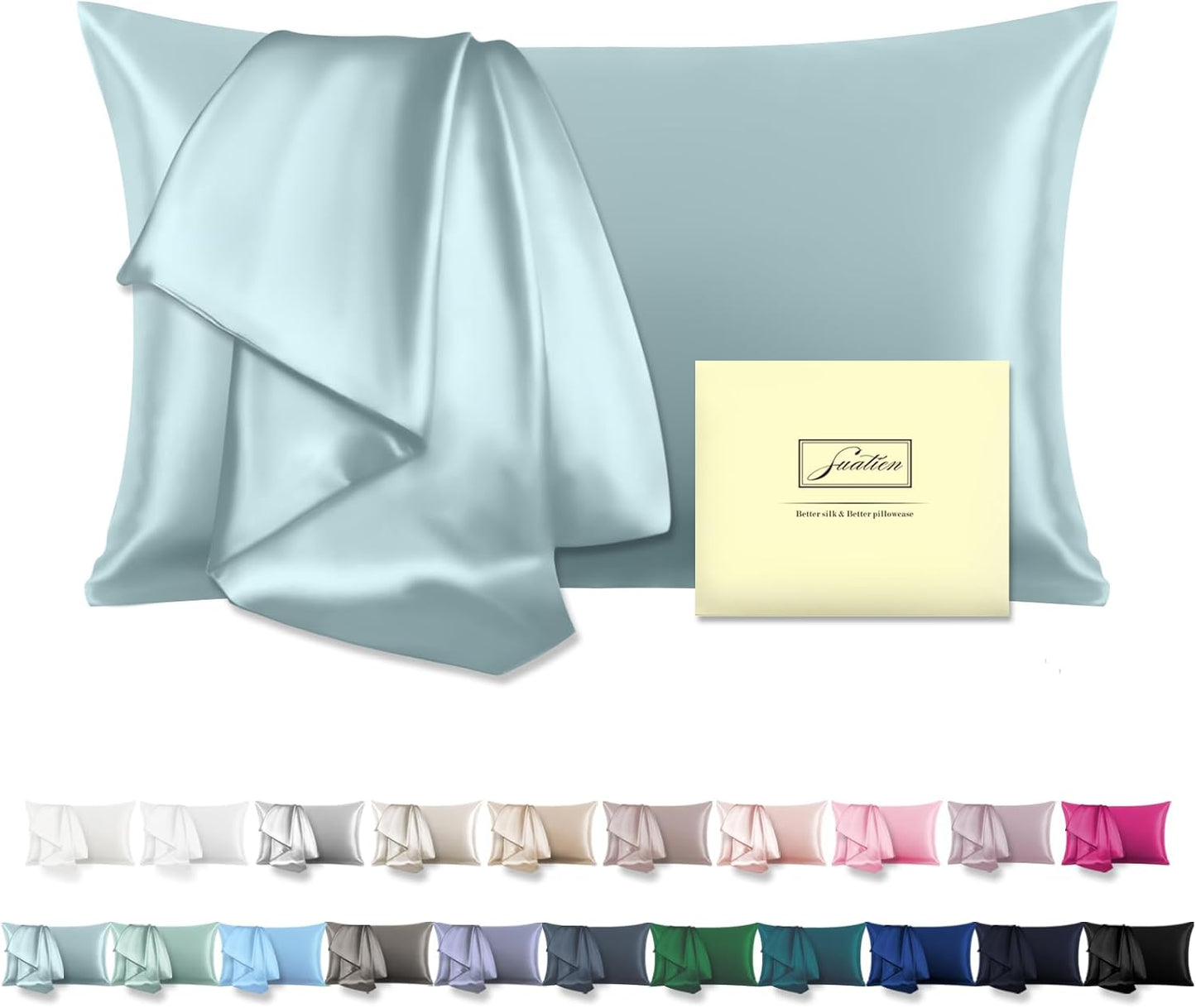 Mulberry Silk Pillowcase - Soft & Breathable Cooling Pillow Cover for Hair & Skin | 20" x 26" Haze Blue