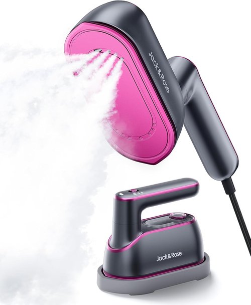 Jack & Rose Travel Steamer - 1200W Portable Handheld Iron with Fast 8S Heat-Up | Large Ceramic Panel