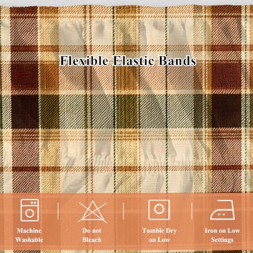 King Size Checkered Bed Skirt with Ruffle Wrap-Around - Brown, Green, Cream Variations
