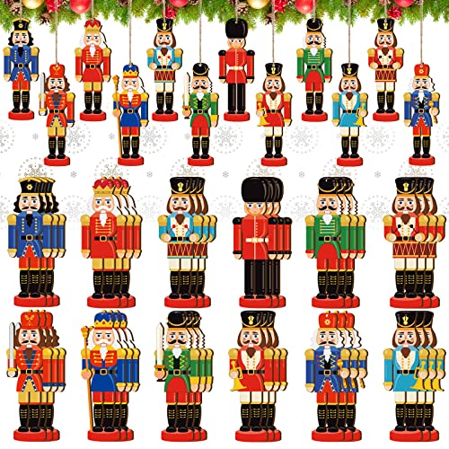 36 Pack Christmas Wooden Nutcracker Ornaments - Holiday Decor & Tree Decorations