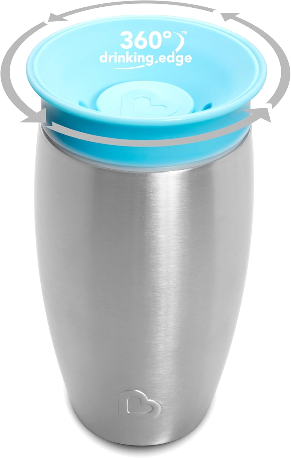 Munchkin Stainless Steel Sippy Cups - Spill Proof Miracle 360 Design | Insulated 10 Ounce, Blue