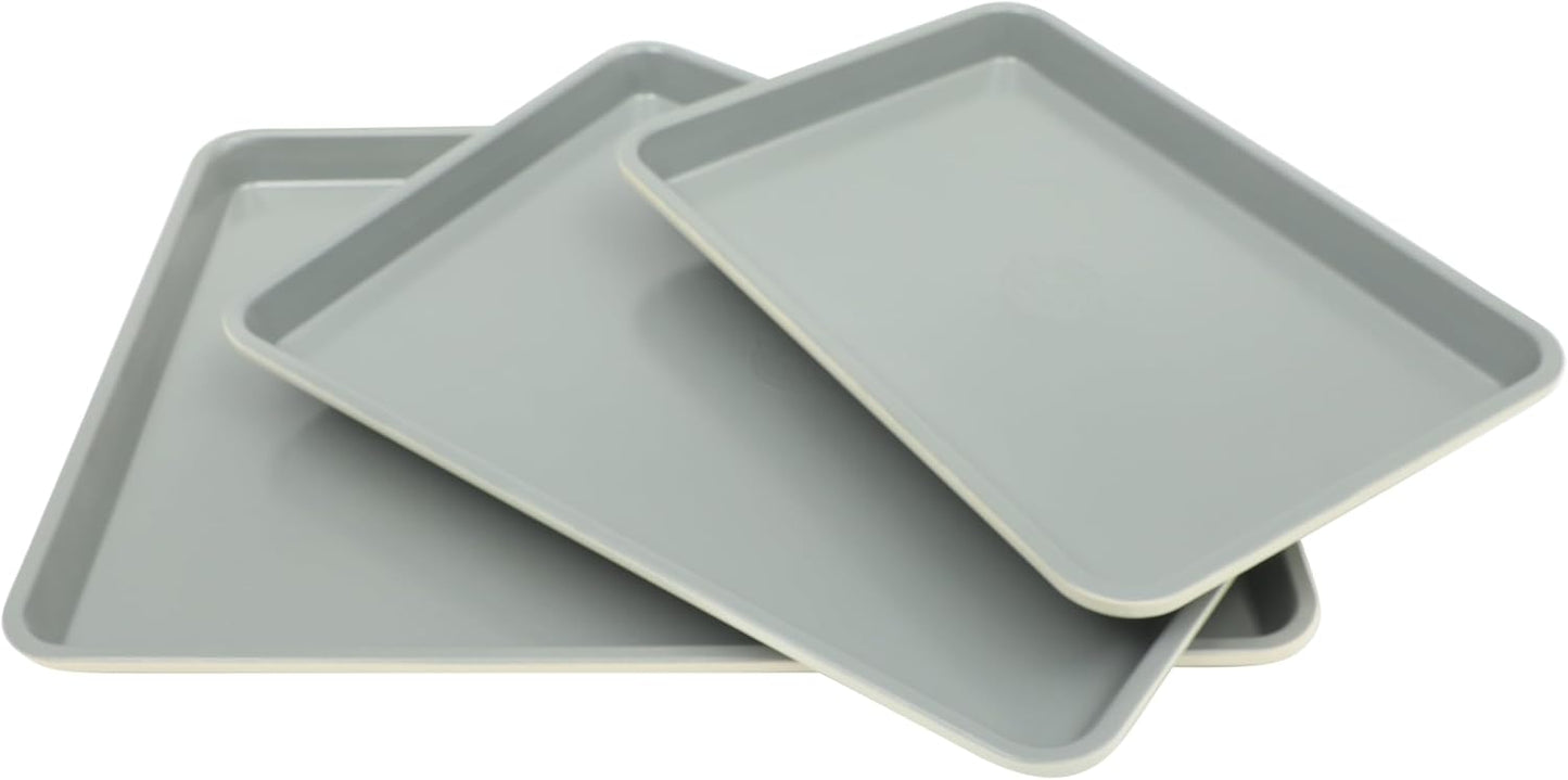 Sur La Table Cookie Sheet Set - Nonstick Carbon Steel Baking Pans (13, 15, 18 Inch) - Grey Easy-Clean Trays for Cookies & Roasting