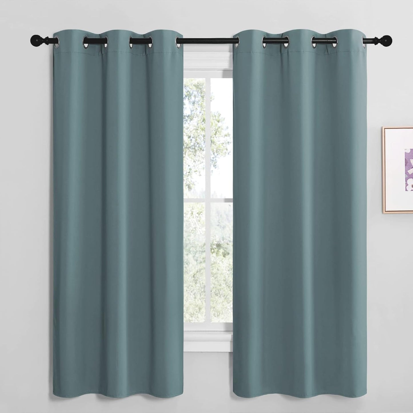 NICETOWN Modern Blackout Curtains - Noise Reducing & Thermal Insulated Drapes | Greyish Blue, 2 Panels (W42 x L68-Inch)