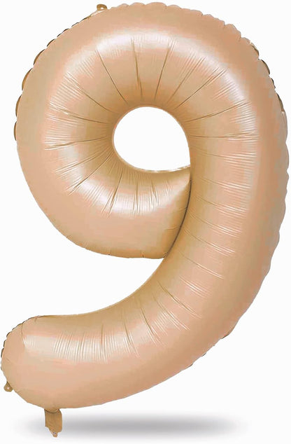 Skiennix 40-Inch Nude Number 9 Balloon - Neutral Foil Balloon for 9th Birthday Party Decorations