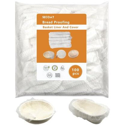 100 Pack Banneton Bread Proofing Basket Liner,21" Bread Bowls Liner Non-Stick Dough,BPA-Free Non Woven Sourdough Bread Basket Liners,Elastic Banneton Liners for Prevents Dough from Sticking to Basket