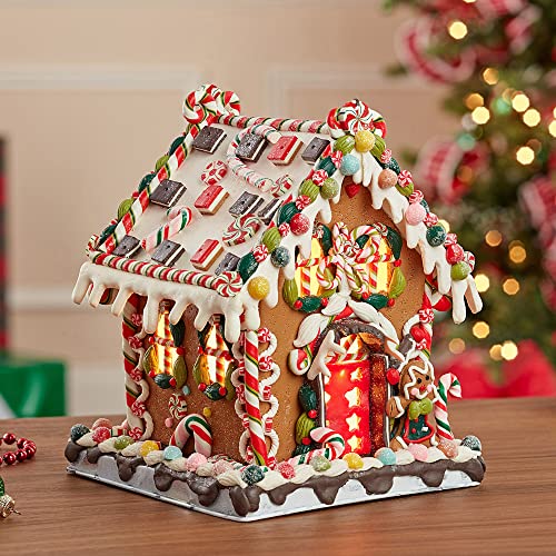 Claydough and Metal Candy House with Lighted Decorations - 8 5/8 Inch
