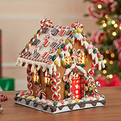 Claydough and Metal Candy House with Lighted Decorations - 8 5/8 Inch