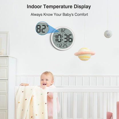 Wall Clock 8 Inch Digital Atomic Battery-Operated with Ivory Variation