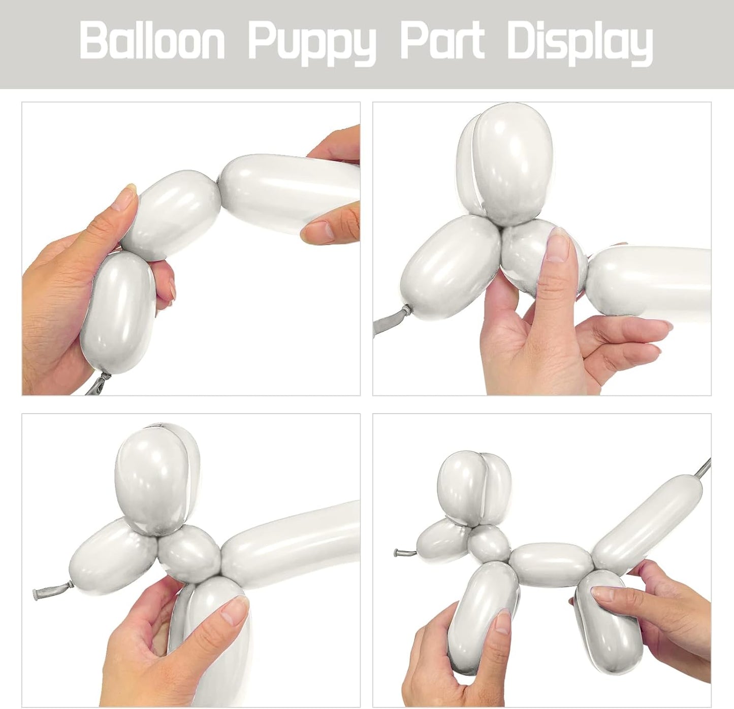 Skiennix 100Pcs Sand White 260Q Balloons - Thick Latex Twisting Balloons for Animal Models & Events
