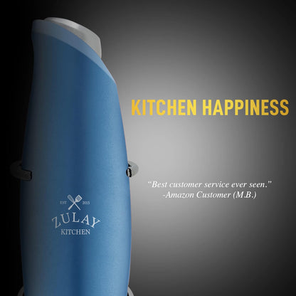 Zulay Kitchen Powerful Rechargeable Milk Frother Handheld Lux Foam Maker for Lattes, Metallic Blue, Rechargeable