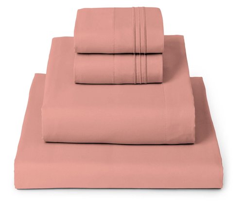 Mellanni Full Sheets Set - 4 PC Iconic Collection Bedding - Hotel Luxury, Extra Soft, Cooling Bed Sheets - Wrinkle, Fade, Stain Resistant (Full, Coral)