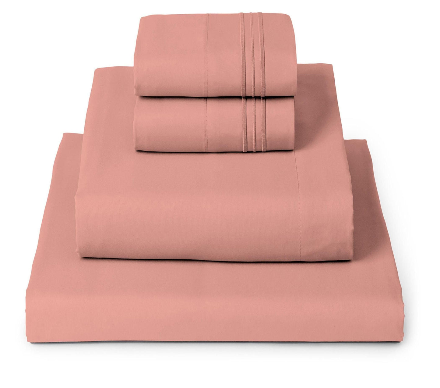 Mellanni Queen Sheets Set - 4 PC Iconic Collection Bedding - Hotel Luxury, Extra Soft, Cooling Bed Sheets - Wrinkle, Fade, Stain Resistant (Queen, Coral)