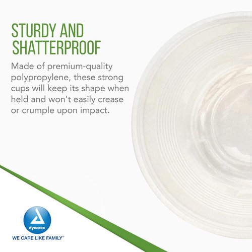 Dynarex Disposable Clear Drinking Cups - Single Use Plastic Cups for Office, Hospital, Clinic - Beverage Containers with Rolled Rim, Ribbed Center - 7oz, Bulk Supplies Box of 100