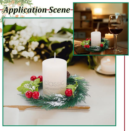 Regine Switzerland Christmas Candle Rings - 10 Pcs Artificial Norfolk Pine Wreaths for Festive Decor