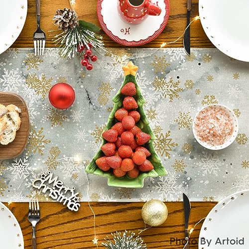 Deer Tree Christmas Table Runner - 13x72 Inch Green Holiday Decor
