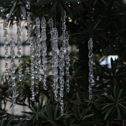 50 Pcs Clear Acrylic Icicle Ornaments Set for Christmas Tree Decoration - 5.25 in