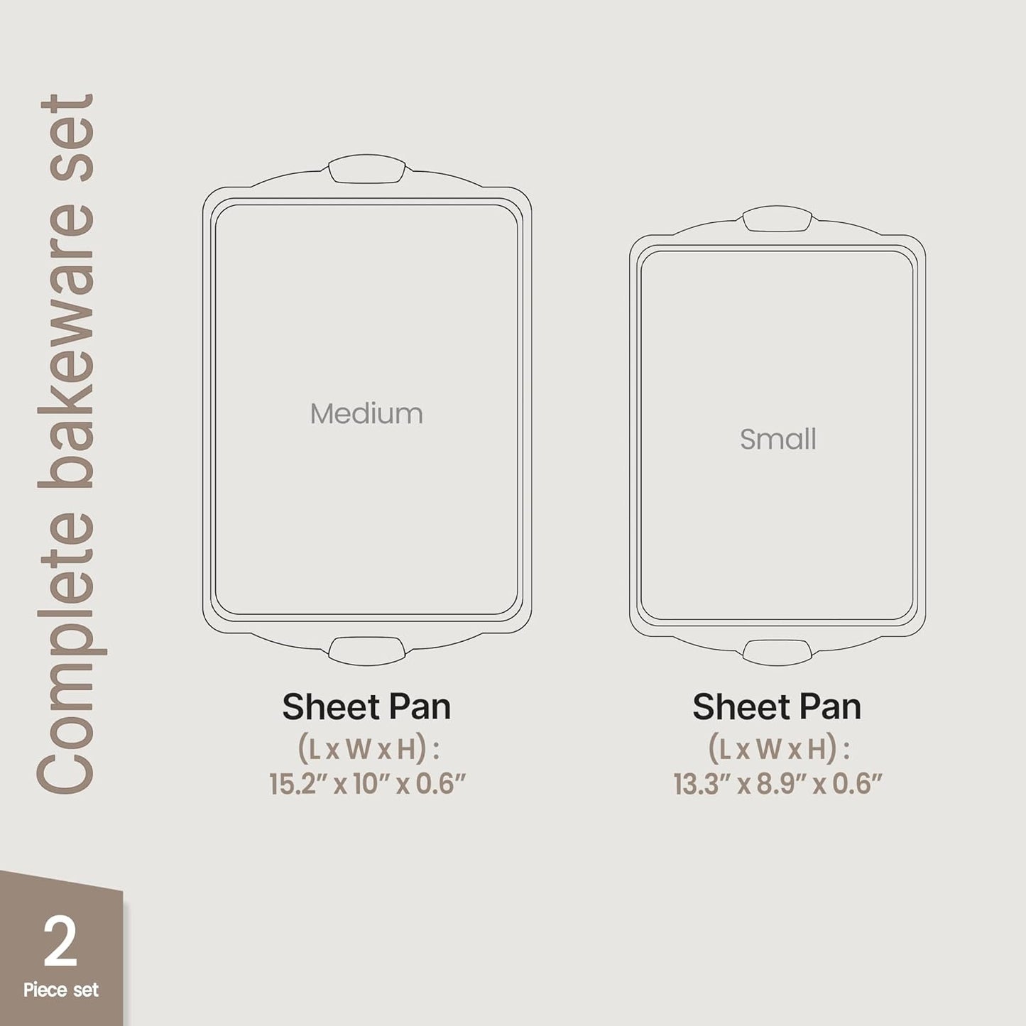 Skiennix Nonstick Carbon Steel Bakeware Set - Professional Quality Baking Trays | PFOA-Free Medium & Large Pans