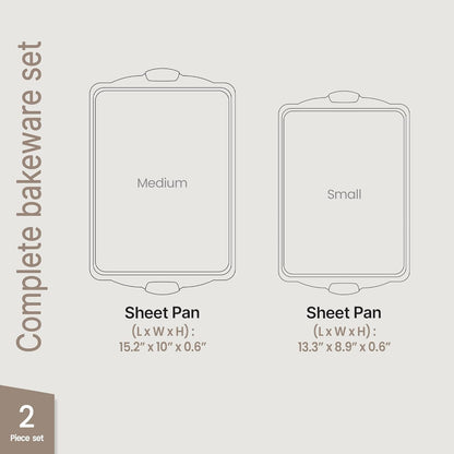 Skiennix Nonstick Carbon Steel Bakeware Set - Professional Quality Baking Trays | PFOA-Free Medium & Large Pans