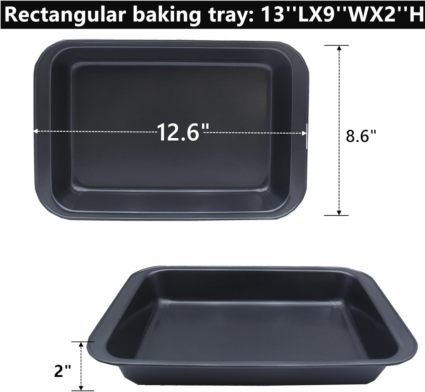 Regine Switzerland Baking Pan Set - Heavy Duty Nonstick Carbon Steel | 12.6 x 8.6 Inch for Brownies & Lasagna