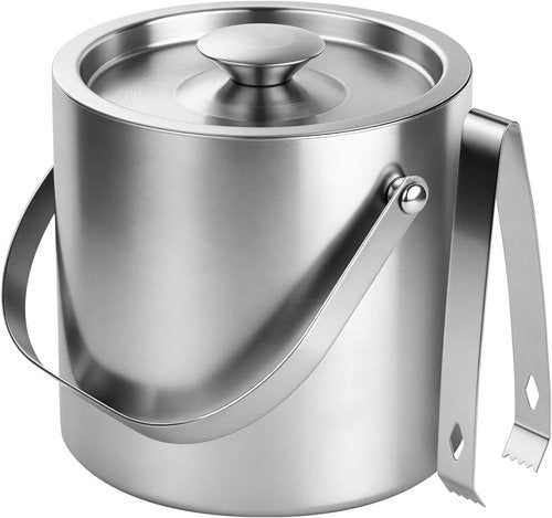 ChefBee Stainless Steel Ice Bucket - 3L Double-Wall Insulated Ice Buckets for Parties with Lid & Tongs, Large Champagne Wine Drink Container Holder, Ideal for Freezer Cocktail Home Bar Accessories