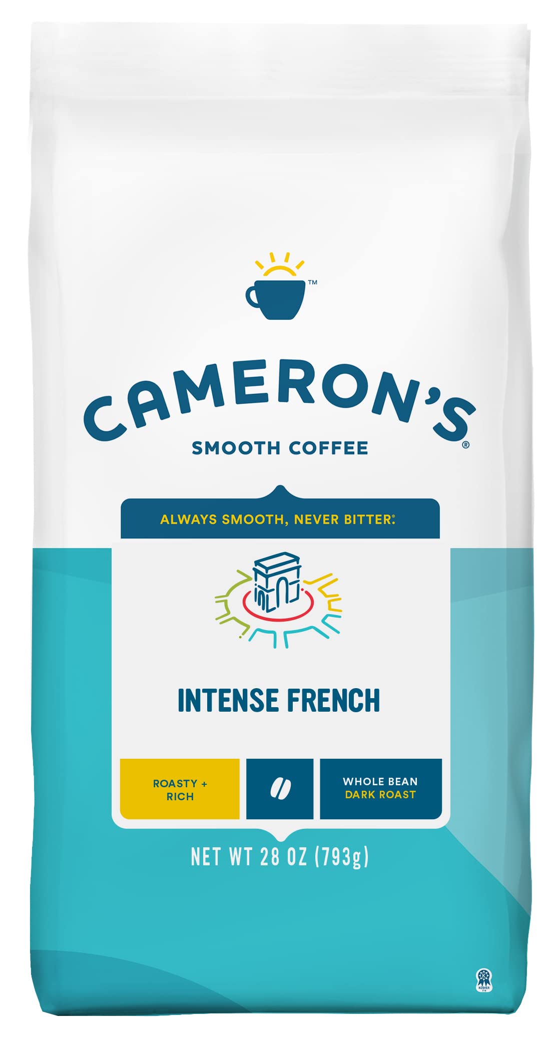 Cameron's Coffee Roasted Whole Bean Coffee, Intense French, 28 Ounce, (Pack of 1)