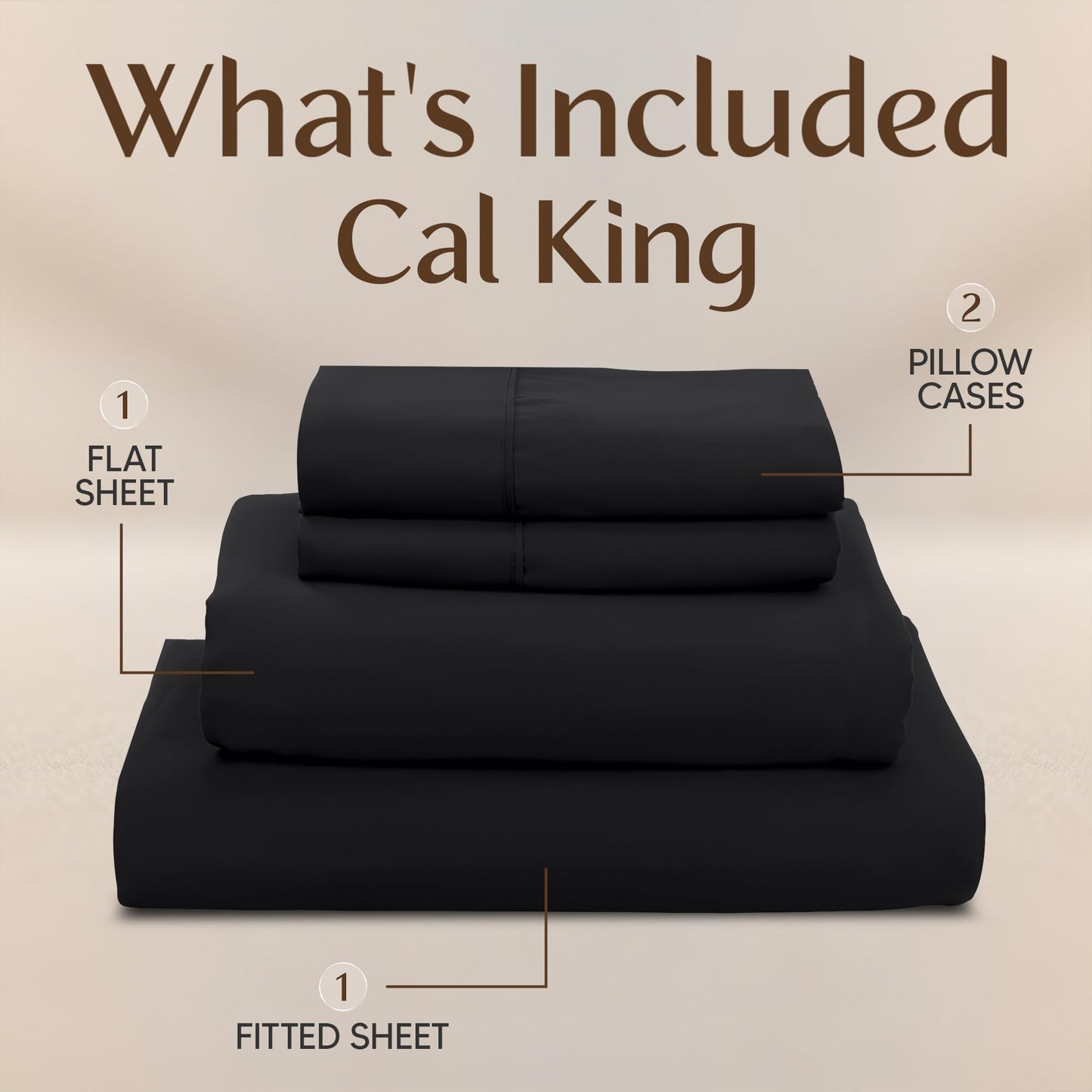 Utopia Bedding California King Size Sheet Set – 4 Piece Bed Sheets, Soft and Breathable Microfiber, Includes 1 Fitted Sheet, 1 Flat Sheet and 2 Pillowcases – Oeko Tex (Black)