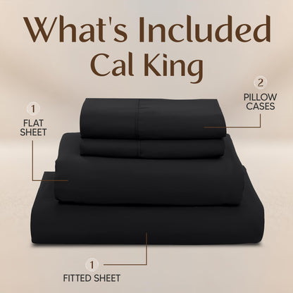 Utopia Bedding California King Size Sheet Set – 4 Piece Bed Sheets, Soft and Breathable Microfiber, Includes 1 Fitted Sheet, 1 Flat Sheet and 2 Pillowcases – Oeko Tex (Black)